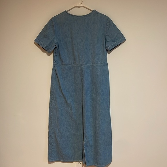 VTG Cottagecore Dress Denim Maxi 14 Blue Sleeve Jean 90s Granny Hippie Feminine - Picture 9 of 16